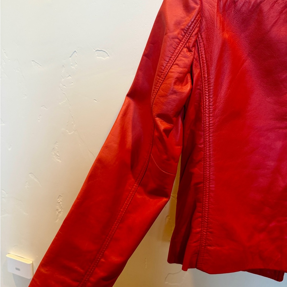 Zadig & Voltaire Liam Cuir Red Leather Jacket - Picture 11 of 15